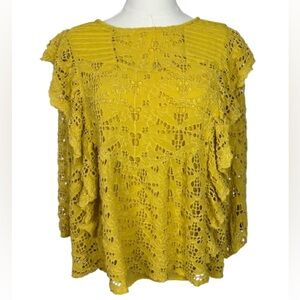 Anthropologie Mustard Lace Blouse Size 1X